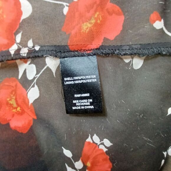 Torrid Floral Print Chiffon Dress Graphic Poppies Size 0 - Picture 9 of 11